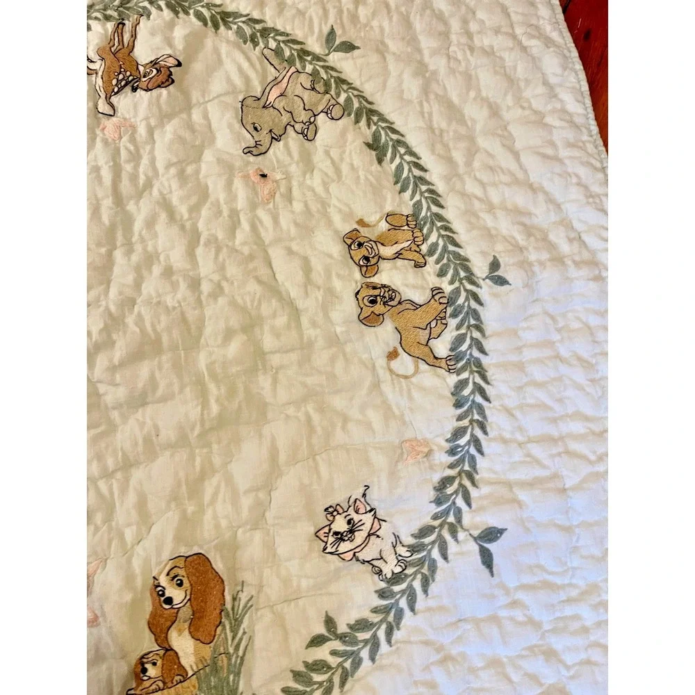 Pottery Barn Kids DISNEY Animals TODDLER Quilt Mint Green 36
